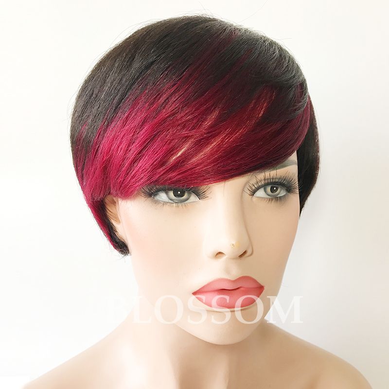 New Ombre Short Wigs for Black Women Black Rooted Side Blue Red Bangs Blue Hair Highlights African American Hair Wigs Natural Straight New Ombre Short Wigs for Black Women Black Rooted Side Blue Red Bangs Blue Hair Highlights African American Hair Wigs Natural Straight