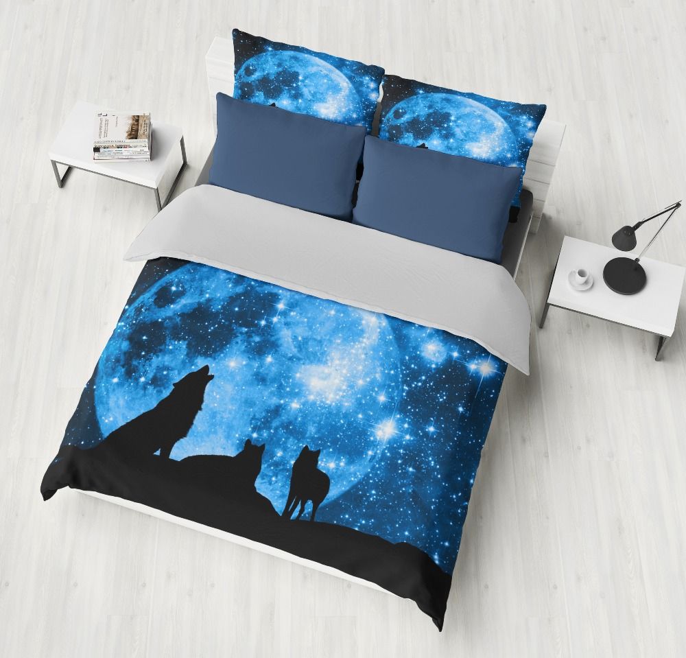 Fashion Luxury 3d Wolf Bedding Sets Duvet Cover Soft Pillowcase No