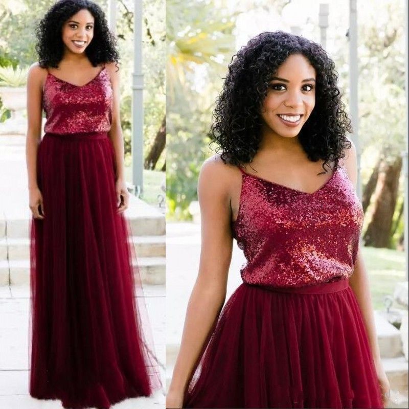 burgundy tulle bridesmaid dress