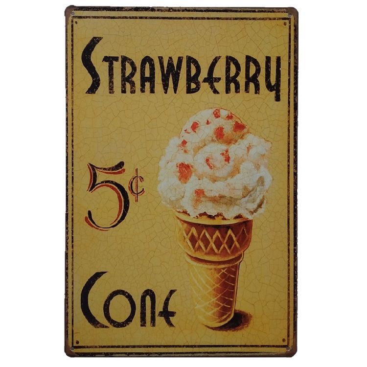 2019 Strawberry Cone Vintage Metal Signs Home Decor Cafe Bar