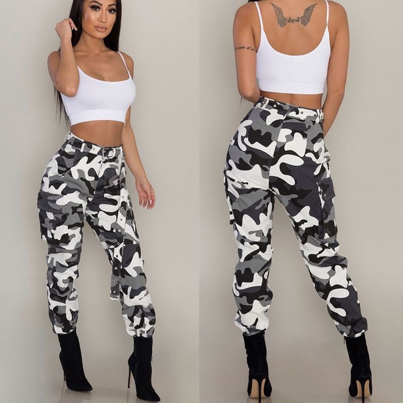 womens grey camo trousers