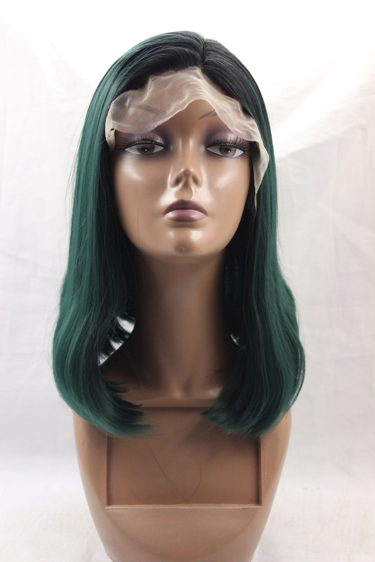 Black Dark Green Ombre Hair Short Bob Heat Resistant Fiber