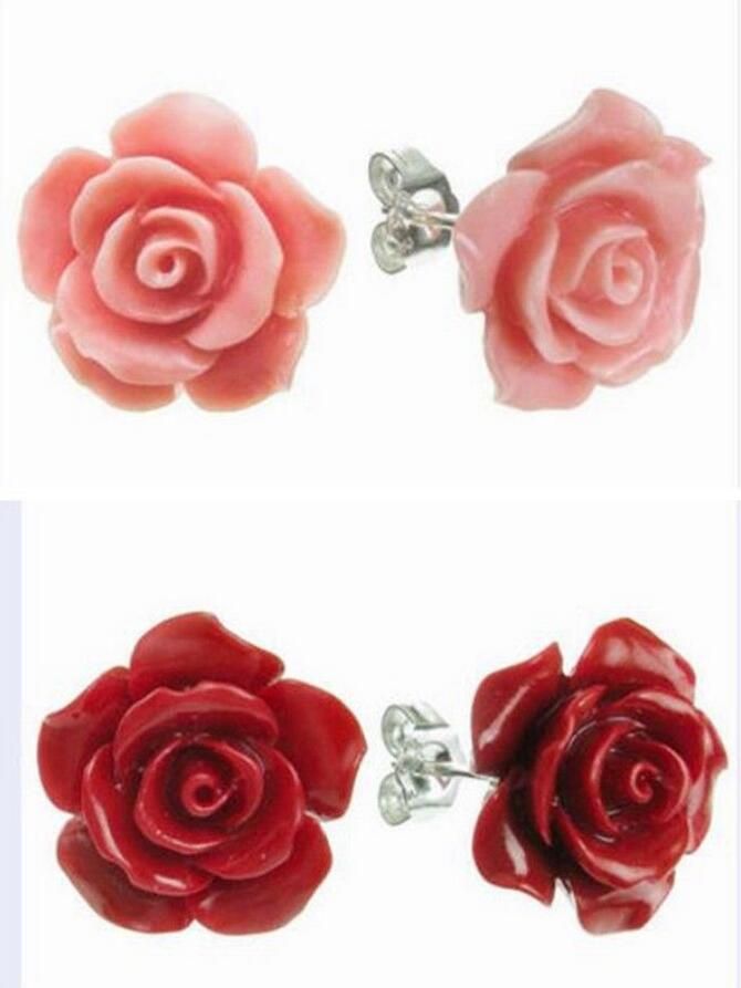 Mimei Boucle dOreille Fleur Rose Rouge Id/ée Cadeau No/ël Anniversaire Mariage Pour Femme Fille Boucle dOreille 18k Plaqu/é Or Cristal