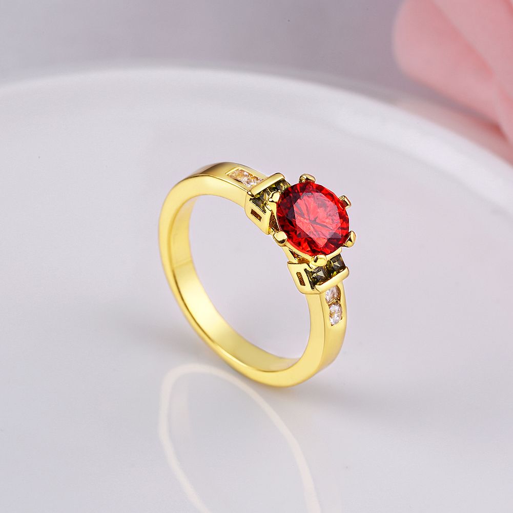 Soplar A menudo hablado convertible Diseño de marca Anillo de piedras preciosas rojo de 6 dientes con anillos  de oro amarillo /