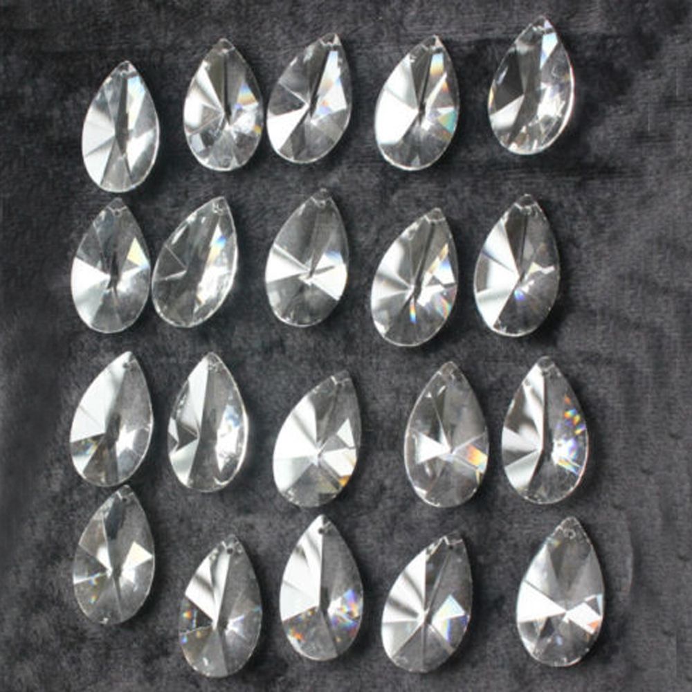 20pcs Clear Crystal Glass Beads Prisms 1.5" Chandelier Lamp Parts Pendant Drop 