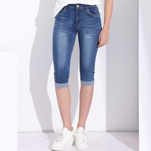 Tallas Grandes Skinny Capris Jeans Mujer Pantalones Verano Denim Tallas Grandes Skinny Capris Jeans Mujer Pantalones Verano Denim