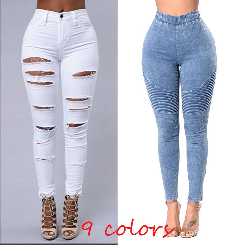 2018 Skinny Jeans Push Up pantalones de cintura alta para mujer Casual Slim Fit pantalones