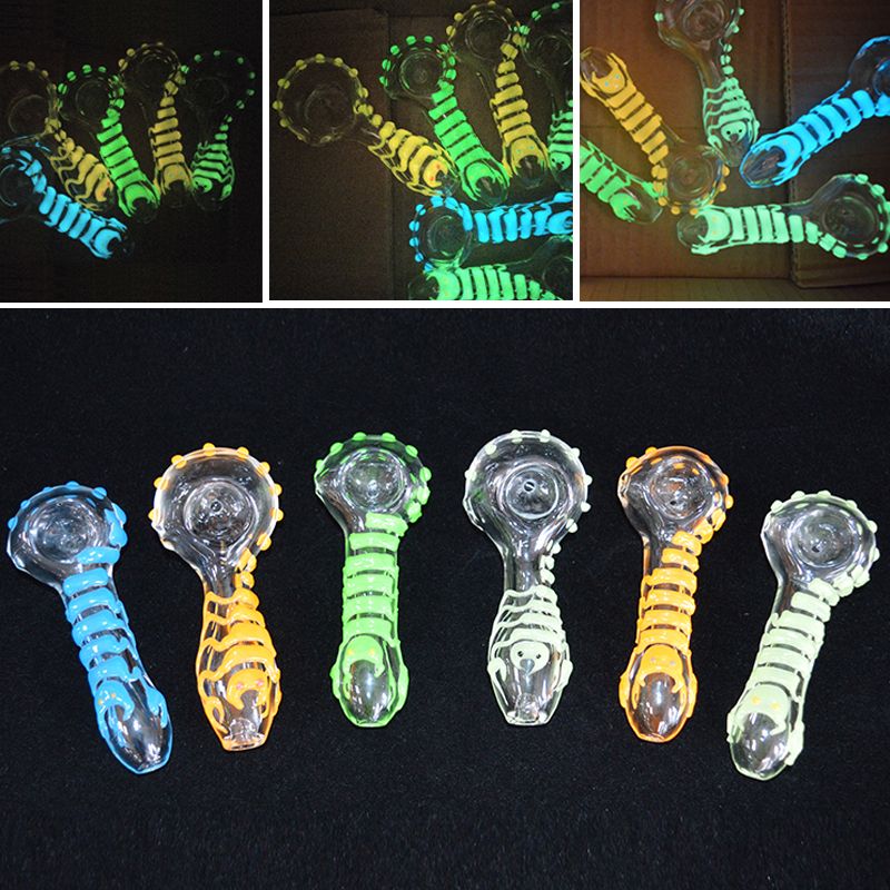 2021 Oil Burner 4 Inch Glass Pipe Glow In The Dark Pipes Transparent