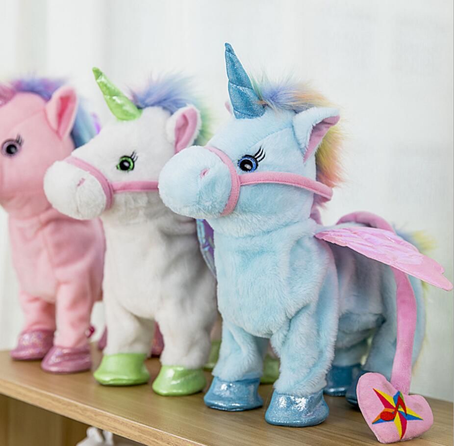 Regali Di Natale Elettronici.Acquista Elettrico A Passeggio Unicorno Peluche Giocattolo Farcito Animale Elettronico Musica Unicorno Giocattolo Bambini Regali Di Natale 35 Cm Ffa856 10 Pezzi A 11 28 Dal Top Toy Dhgate Com