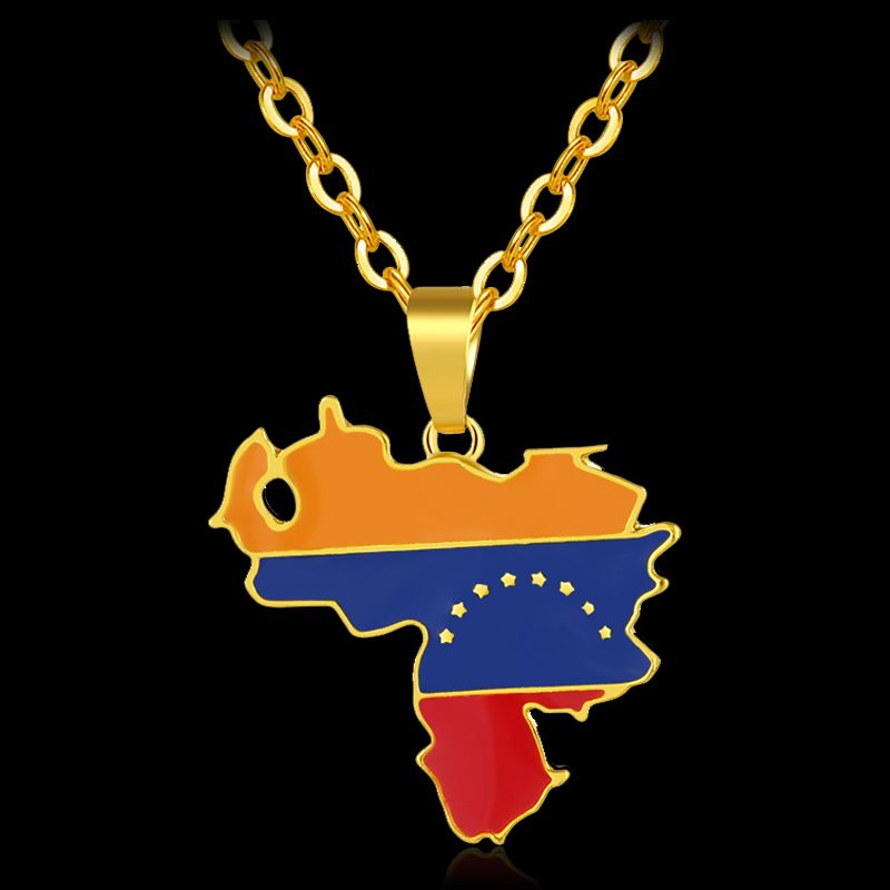 Circunstancias imprevistas Contratación Con otras bandas África de moda Venezuela Mapa de la bandera colgante y collares para unisex  mapa del oro