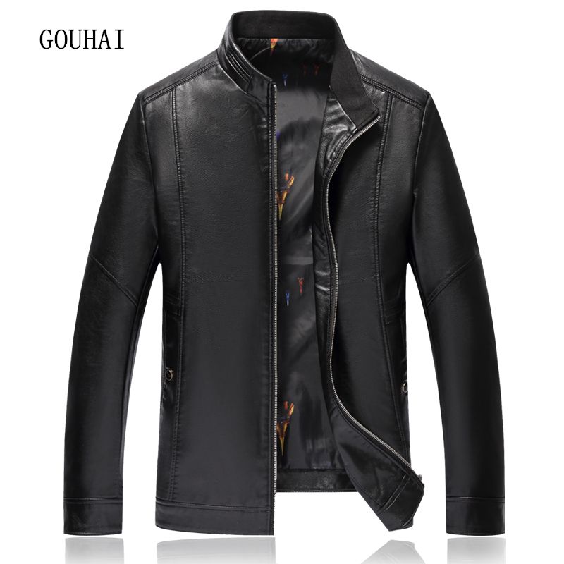 2019 Xl 8xl Solid Leather Jacket Men S Coat 2018 Fashion Casual Autumn Winter For Jackets Stand Collar Top Quality From Hiem