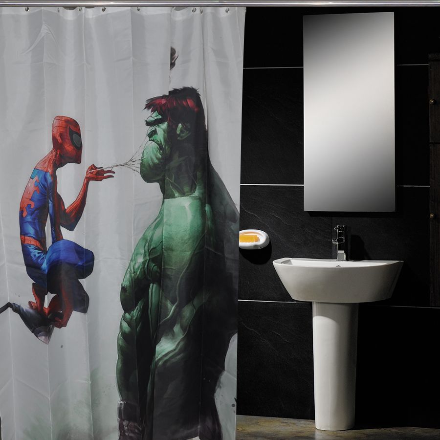 NR Iron Man Marvel Leagu Fodera per Tenda da Doccia in Tessuto Poliestere Impermeabile Tenda da Doccia per Bagno in Tessuto Tenda per Doccia 12 Ganci