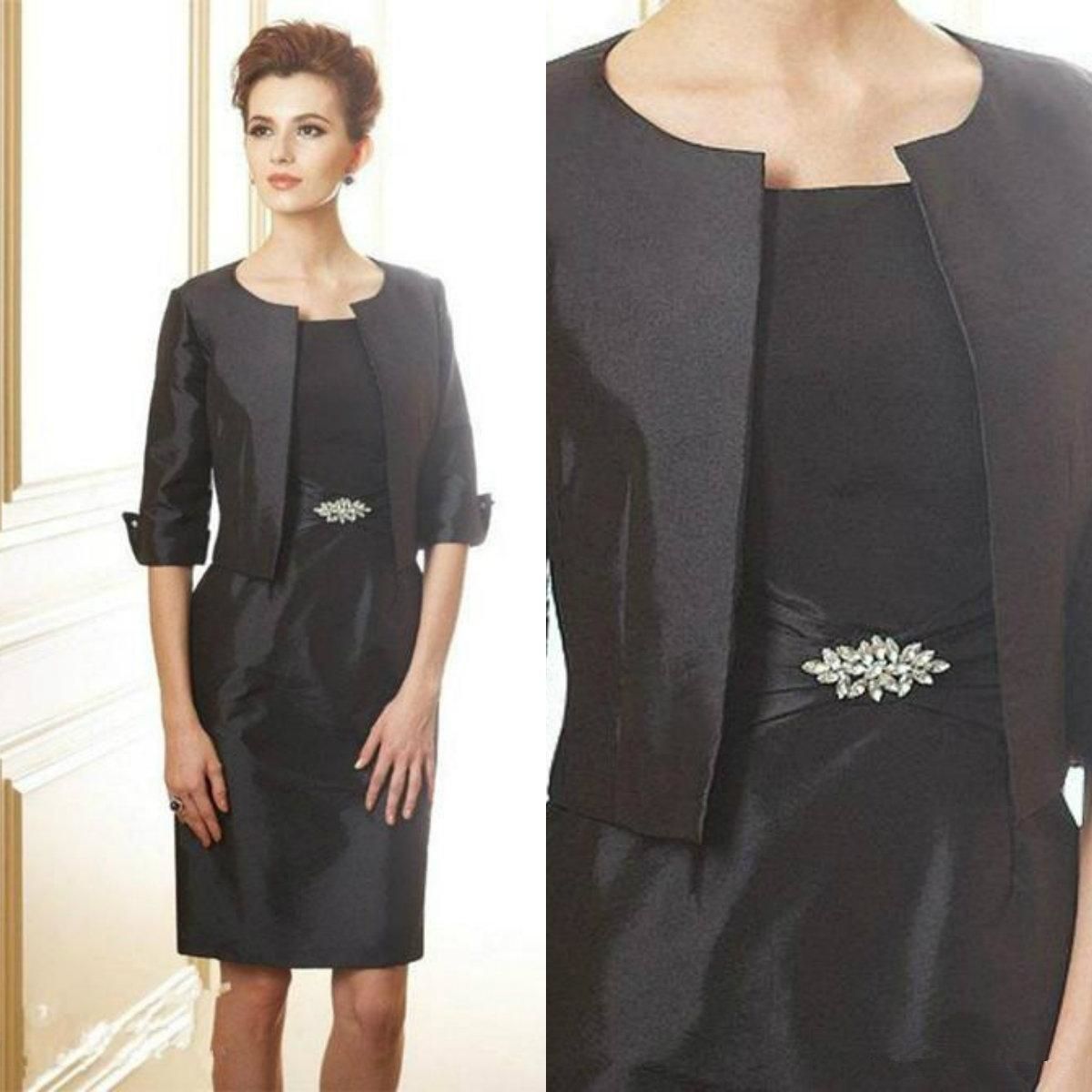 satin al diz boyu siyah ceket ile gelin elbise annesi yarim kol kilif tafta kisa anne damat kiyafetleri resmi parti elbise tl562 26 dhgate comda