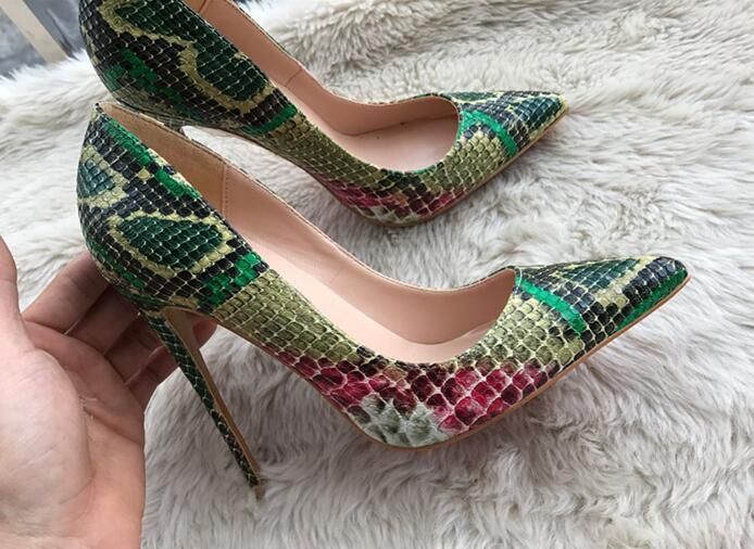 snakeskin high heel shoes