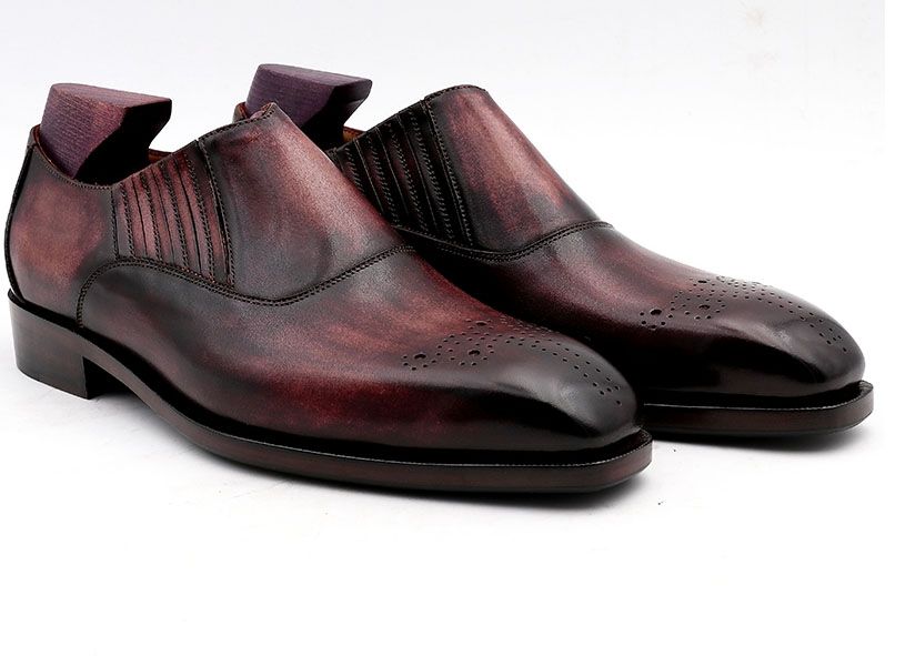Venda Por Atacado De Homens Sapatos De Vestido Sapato Mocassim Sapato Feito  À Mão Sapato Personalizado Roxo Toe Quadrado Respirável Slip On Genuíno  Couro De Bezerro LF 04 Por Annychena6 A Um