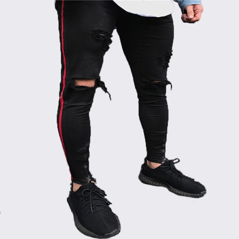 red side stripe jeans mens