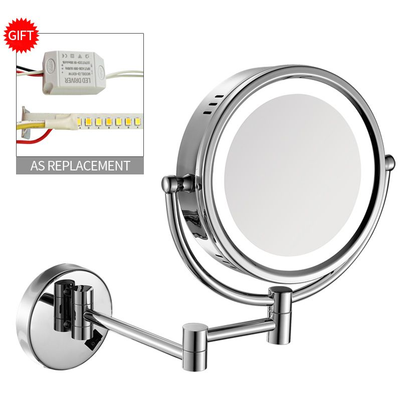 Gurun 8 5 Vanity Led Lighted Bathroom Magnifying Makeup Mirror Dual Sided Magnification 10x 1x Solid Brass Electrical Plug