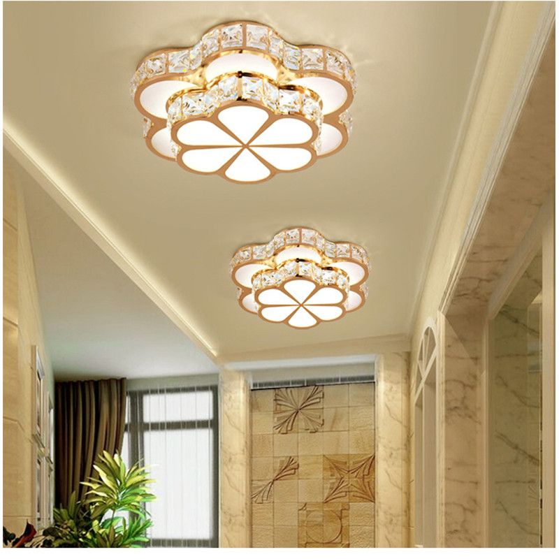 2019 Flower Design Crystal Ceiling Chandelier Lamps Gold Led Plafonnier For Aisle Lustre Corridor Balcony Ceiling Lighting Lamparas From Amarylly