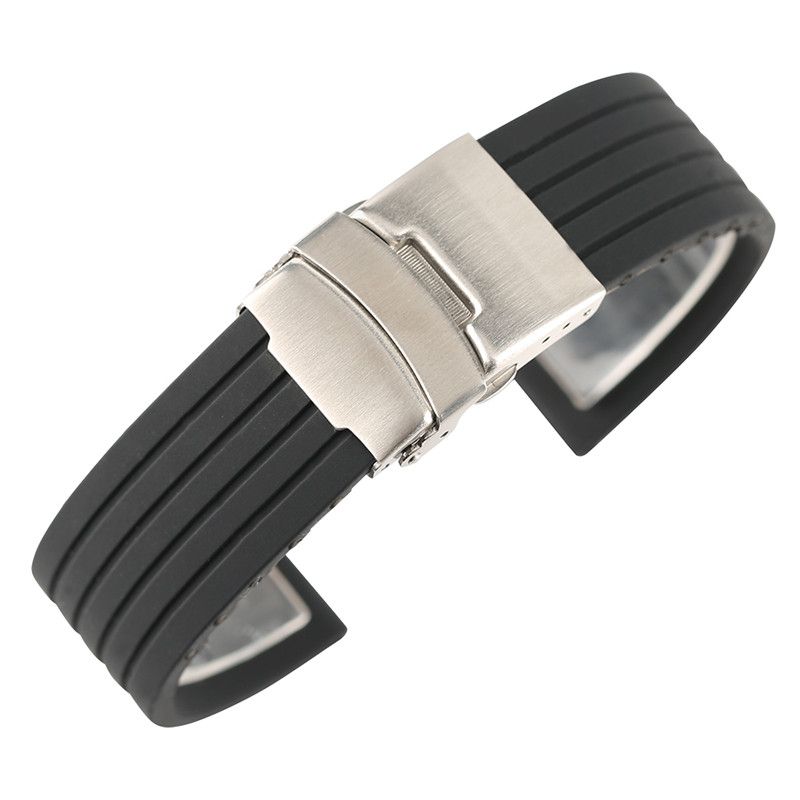 Acquista Cinturino In Silicone Nero 18/20/22 / 24mm Con Chiusura A Scatto E Cinturino  Con Bottone A Pressione Uomo. Sostituisci Il Cinturino A 4,41 € Dal  Shopgood | It.DHgate.Com