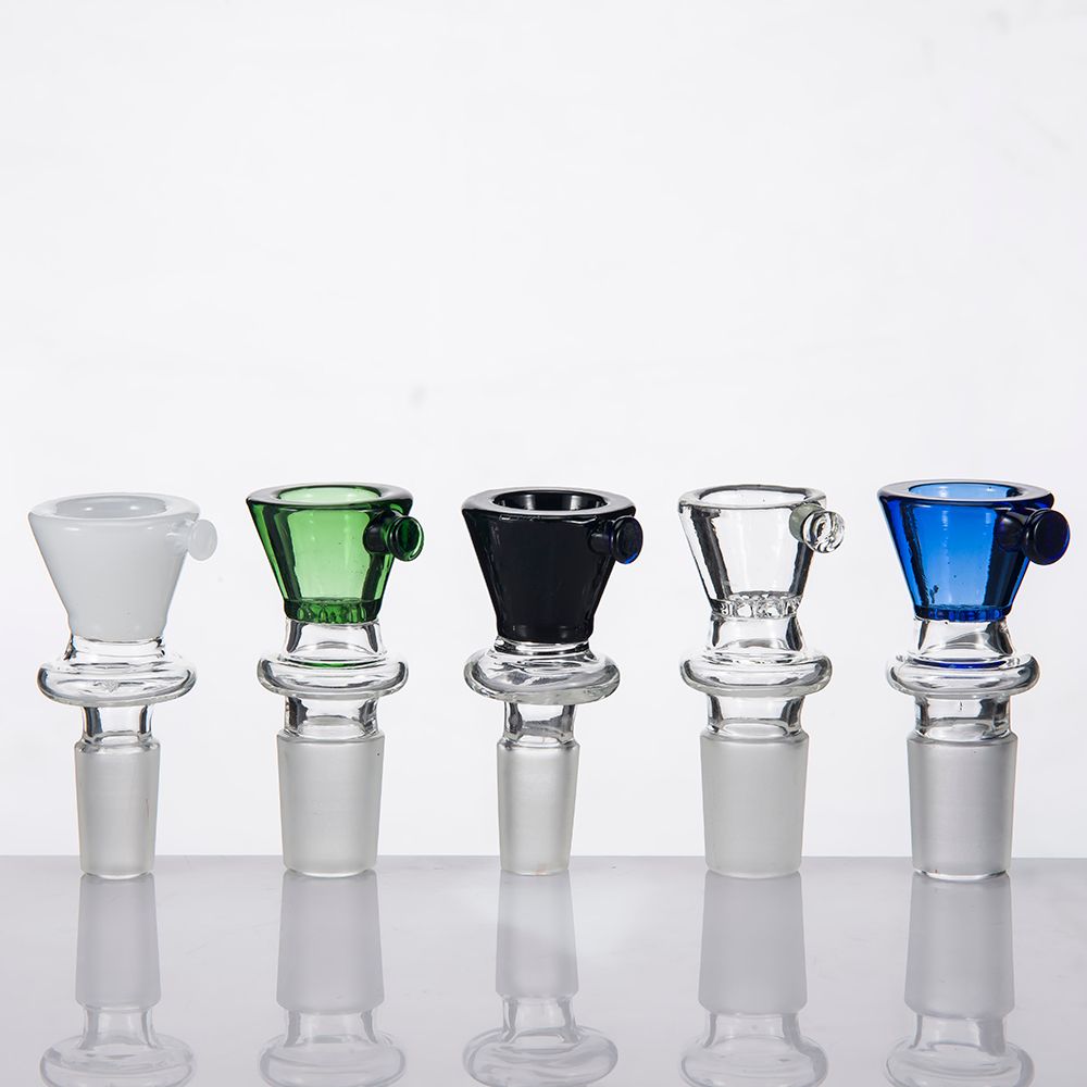 2021 Glass Funnel Bowl Smoking Bong Slider Herb Holder With 6 Holes