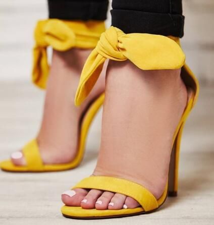 yellow ankle strap shoes