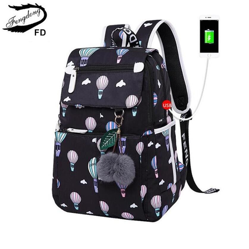 Fengdong Backpack For Girls School Bags Female Cute Small Black