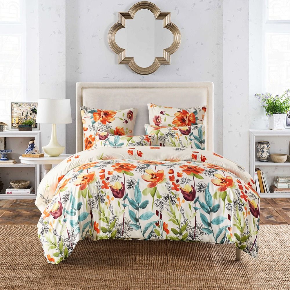 Beautiful Watercolor Floral Flower Leaf Paern Home Dorm Bedding