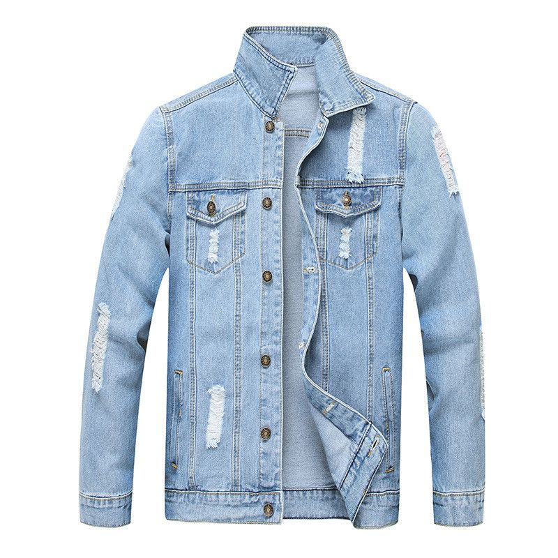 ripped blue jean jacket mens