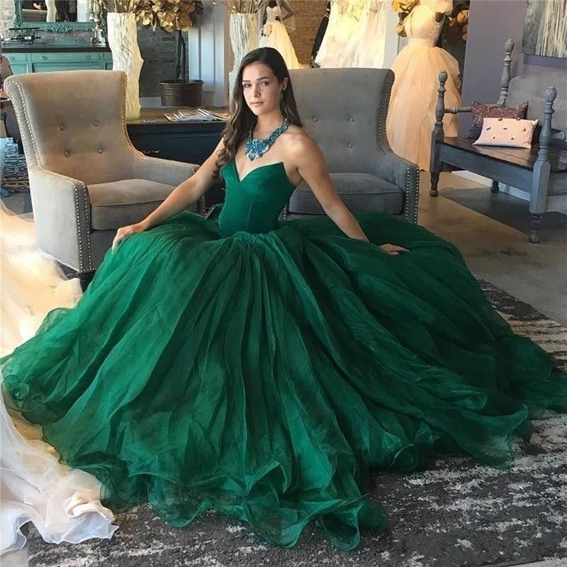2018 Moderno vestido de fiesta verde oscuro vestidos de fiesta Vestido de fiesta por la