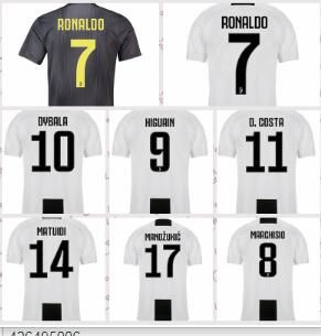 2019 Men Women Youth Ronaldo Juventus Soccer Jersey Thai 18 19 7 Juve Cr7 9 Higuain 10 Dybala 11 Costa 17 Bernardesch 33 Football Shirt Uniforms From