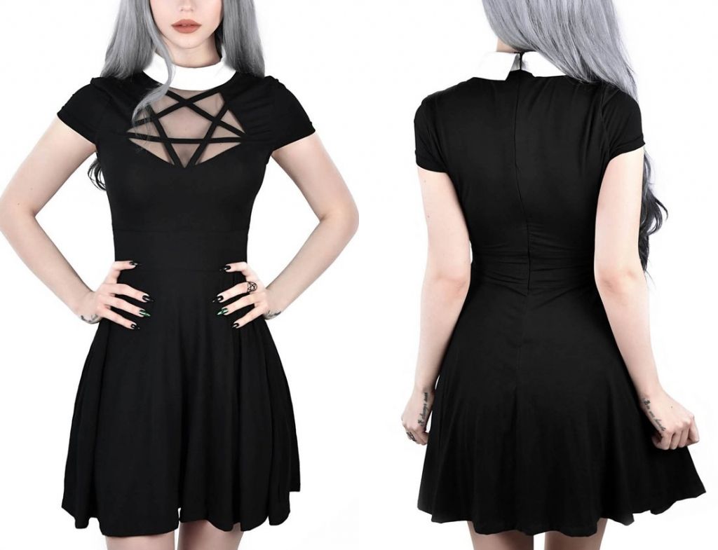 A Saltblue Chic De23 Pentagramme Harajuku Pour Filles Mini Du Robe Femmes Été Ligne Drsses Creux Acheter Punk Forme Coffre Gothique Coton 25 8nwyvmNO0P