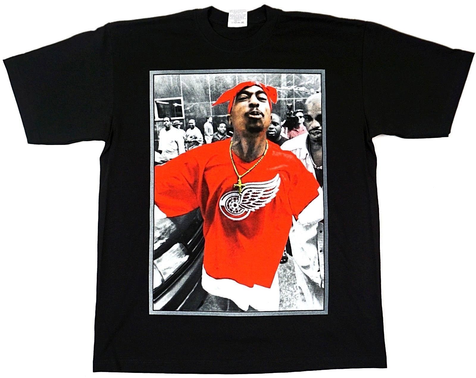 Red and black tupac shirt Clearance