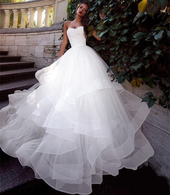 Vestido de novia de novia de organza con volantes Vestido de novia 2019 Blanco palabra de Vestido de novia de novia de organza con volantes Vestido de novia 2019 Blanco palabra de