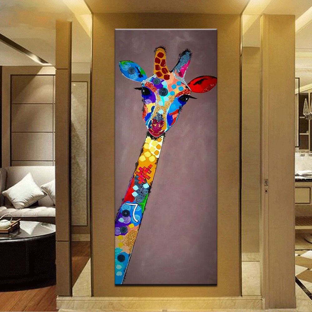 Acheter Peinture À Lhuile Mintura Avec 100% Peint À La Main Sur Toile Pour  Salon Pop Art Moderne Cute Girafe Toile FACE 4 De 38,1 € Du Dhselect |  DHgate.Com