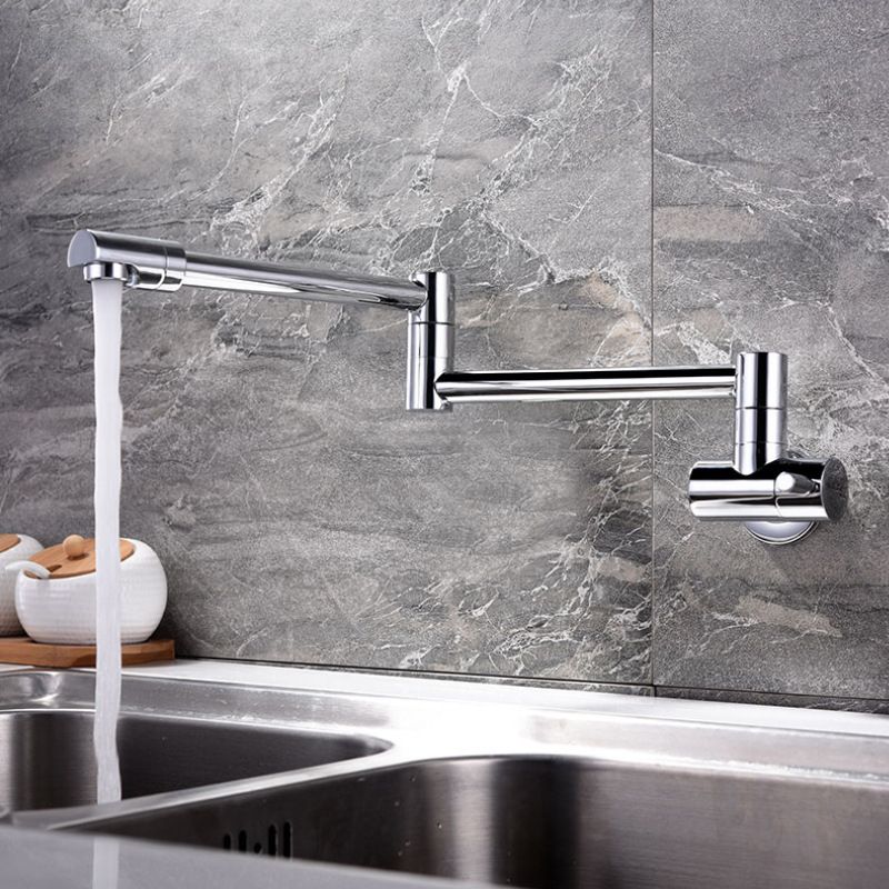 Home Brushed Nickel Cold Brass Deck Mounted Pot Filler Sink Tap Kitchen Faucet
