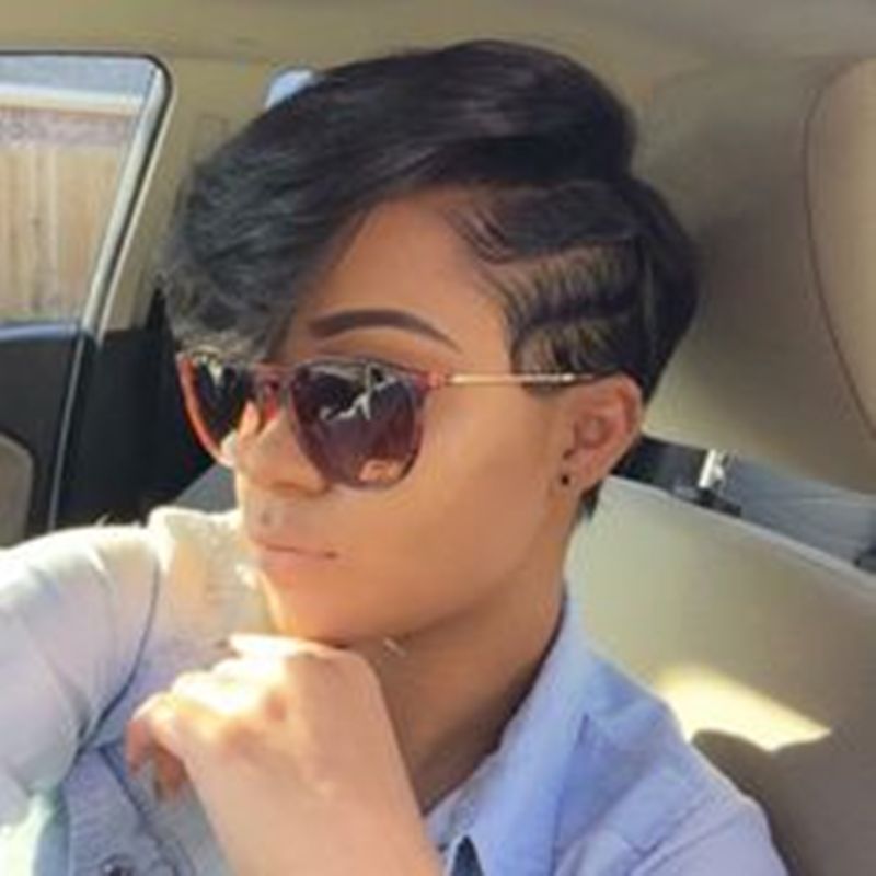 Human Hairstyle for Black Women Short Pixie Cuts Hair wig with Highlights Side part little lace front wigs Human Hairstyle for Black Women Short Pixie Cuts Hair wig with Highlights Side part little lace front wigs
