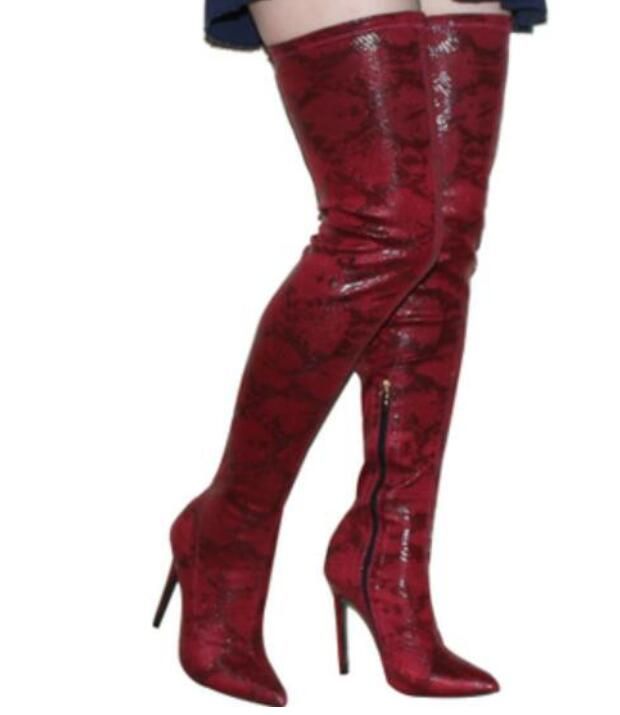 red sequin thigh high boots
