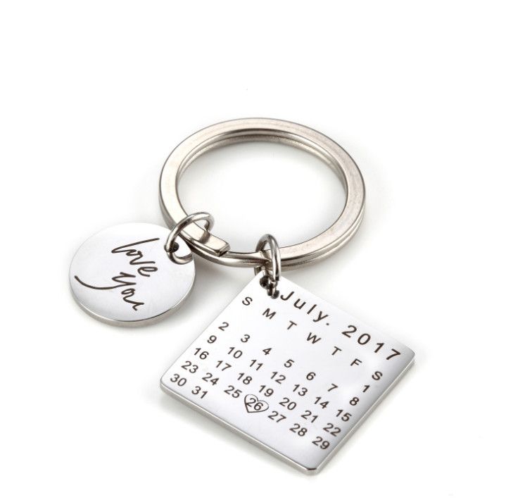 Highlighted Date Key With Personalized Calendar Keychain Chain Gift For Her Him