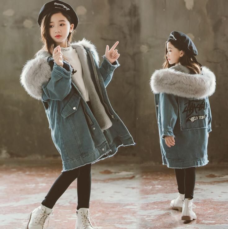 papa escalada ir de compras Chaqueta de mezclilla para niñas otoño e invierno 2018 Nueva ropa para  niños coreanos moda para