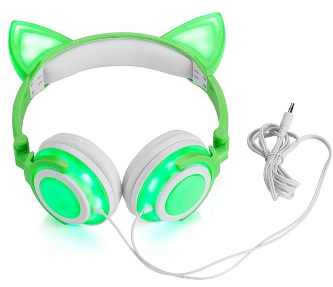 New Rechargeable Cat Ear Headphones Fully LED Lighting Kitty Cats