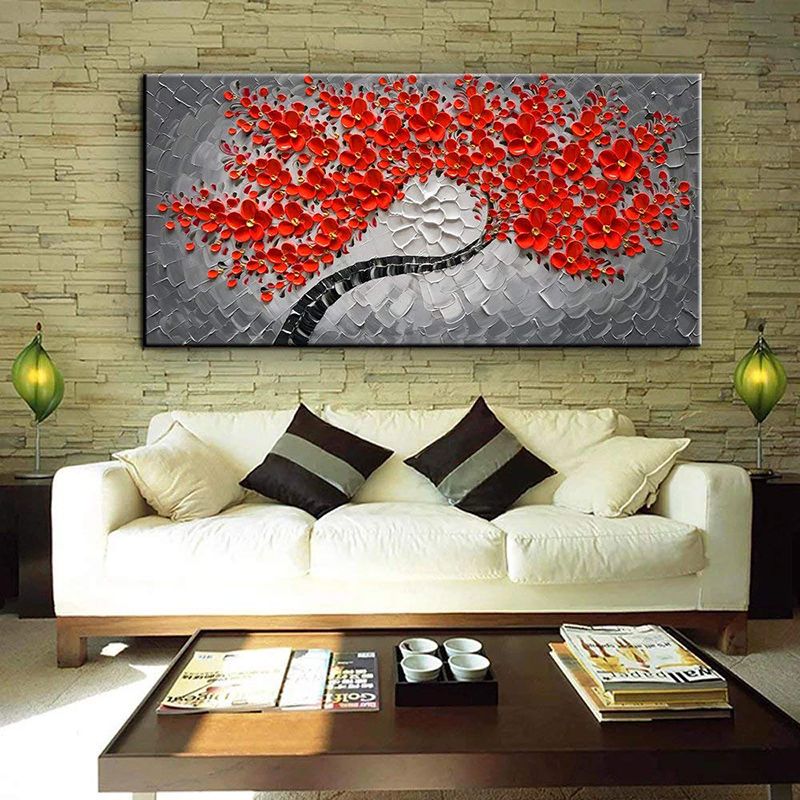 compre pinturas de flores rojas grandes pintadas a mano de arte contemporaneo hogar pared cuadros decorativos florales pinturas al oleo sobre lienzo