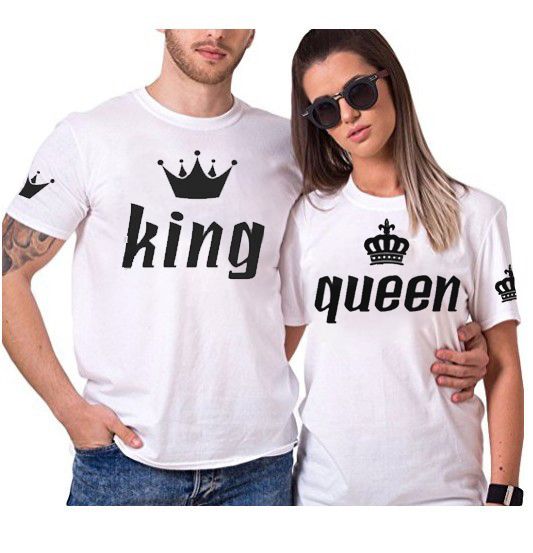 King Queen Couple Matching T-Shirts Camisetas de manga corta Print Cotton T  Shirt Ropa de