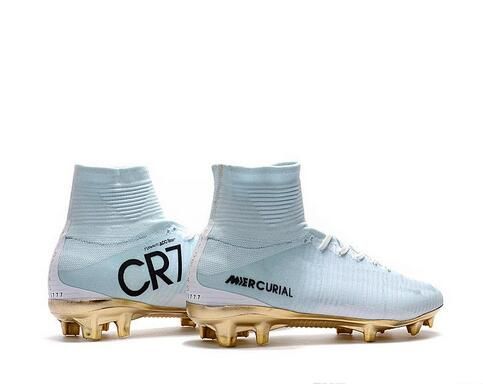 Botines de fútbol nuevos CR7 oro blanco de diseñador de fútbol Mercurial Superfly FG