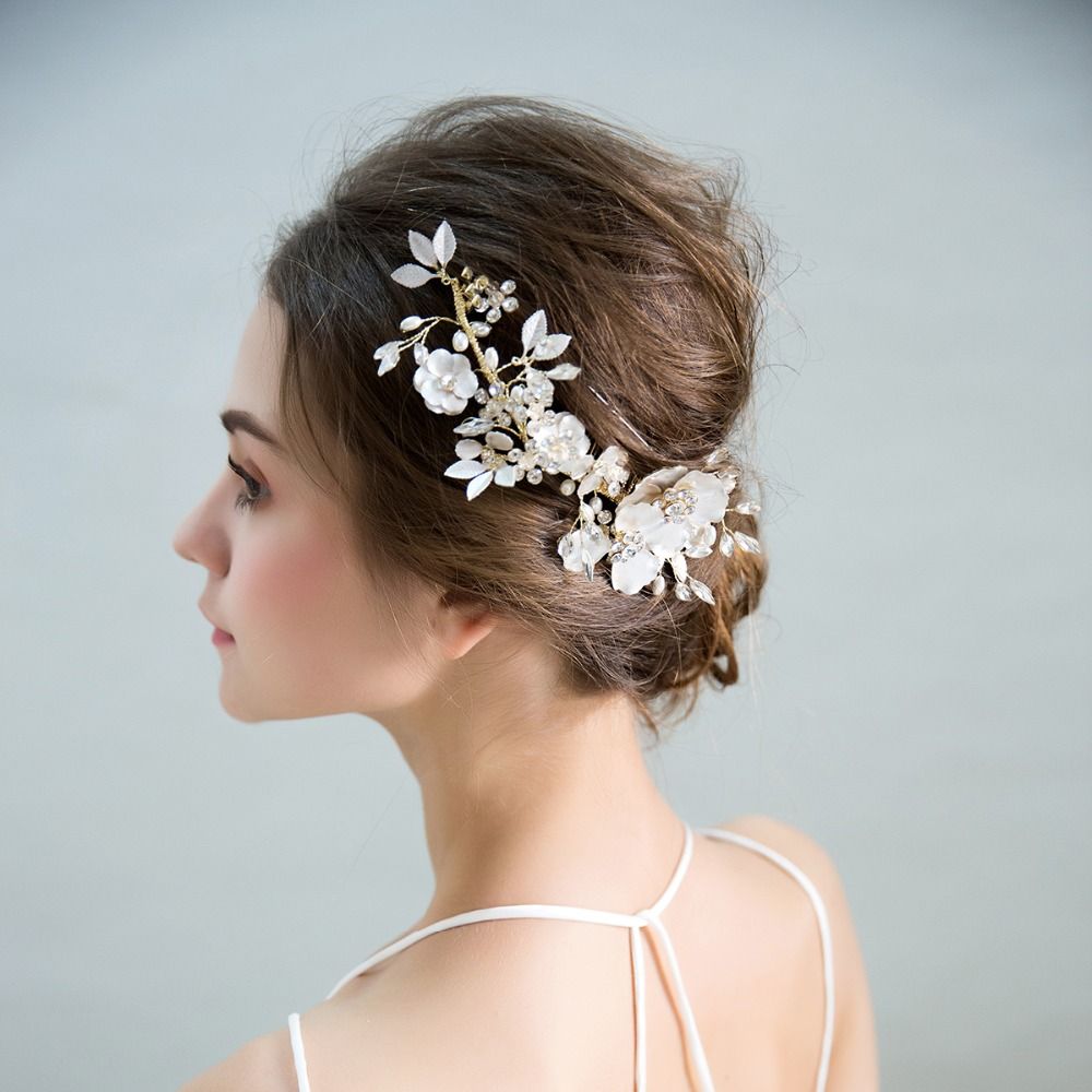 Diseñador de peinetas para novias cristales del pelo nupcial de flor hecha