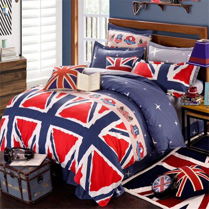 British Uk Flag Bedding Set Blue 100 Cotton Bed Linen Include