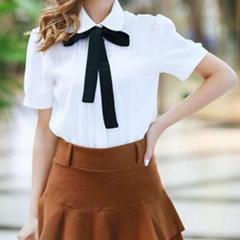 white bow tie blouse plus size