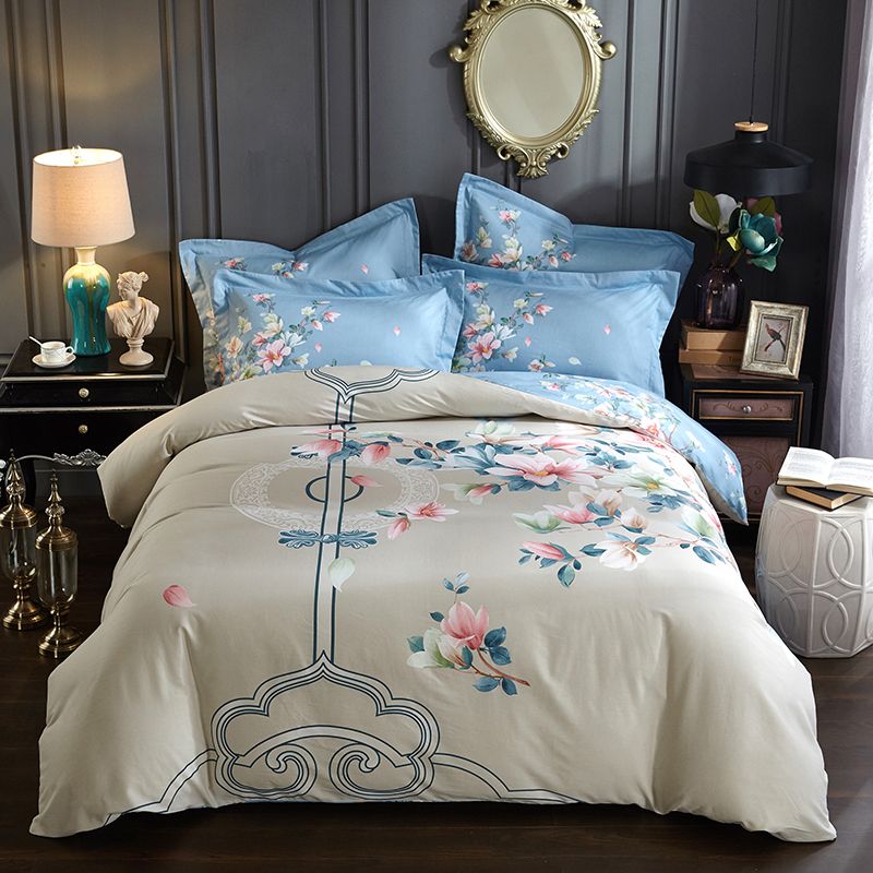 Elegant Oriental Magnolia Bedding Set Queen King Size 100 Cotton