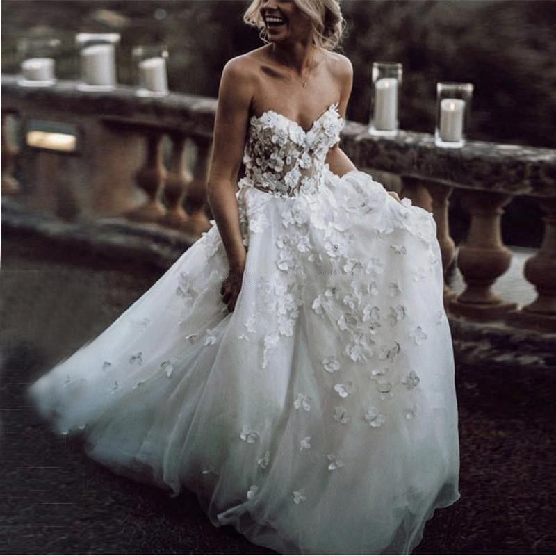 3d floral applique wedding dress