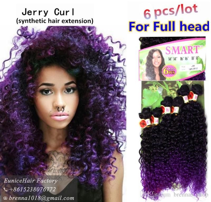 2020 Synthetic Curly Hair Extension Purple Water Wave Hair Wefts