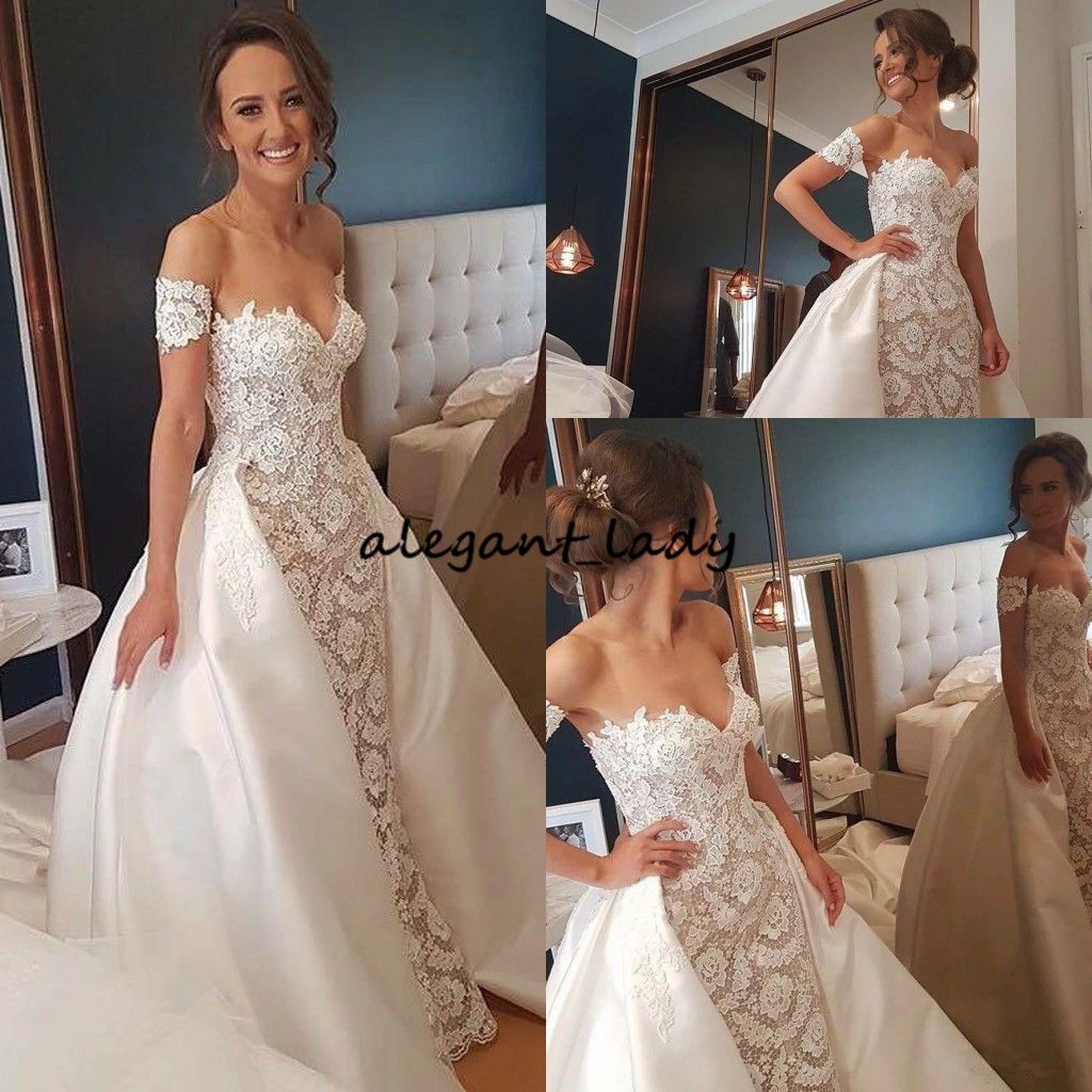 Romantic Wedding Dresses Detachable Skirt Sweetheart Full Length